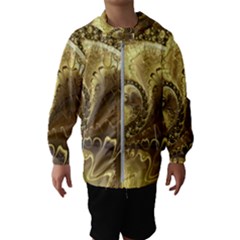 Fractal Golden Background Aesthetic Hooded Windbreaker (kids) by Pakrebo