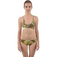 Fractal Golden Background Aesthetic Wrap Around Bikini Set