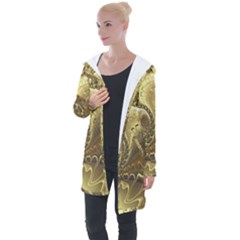 Fractal Golden Background Aesthetic Longline Hooded Cardigan by Pakrebo