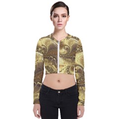 Fractal Golden Background Aesthetic Long Sleeve Zip Up Bomber Jacket by Pakrebo