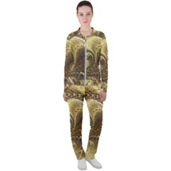 Fractal Golden Background Aesthetic Casual Jacket And Pants Set by Pakrebo