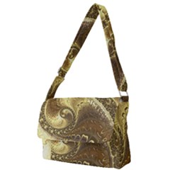 Fractal Golden Background Aesthetic Full Print Messenger Bag by Pakrebo