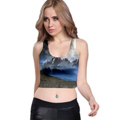 Mountains Moon Earth Space Racer Back Crop Top by Pakrebo