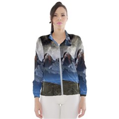 Mountains Moon Earth Space Windbreaker (women) by Pakrebo