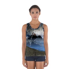 Mountains Moon Earth Space Sport Tank Top  by Pakrebo