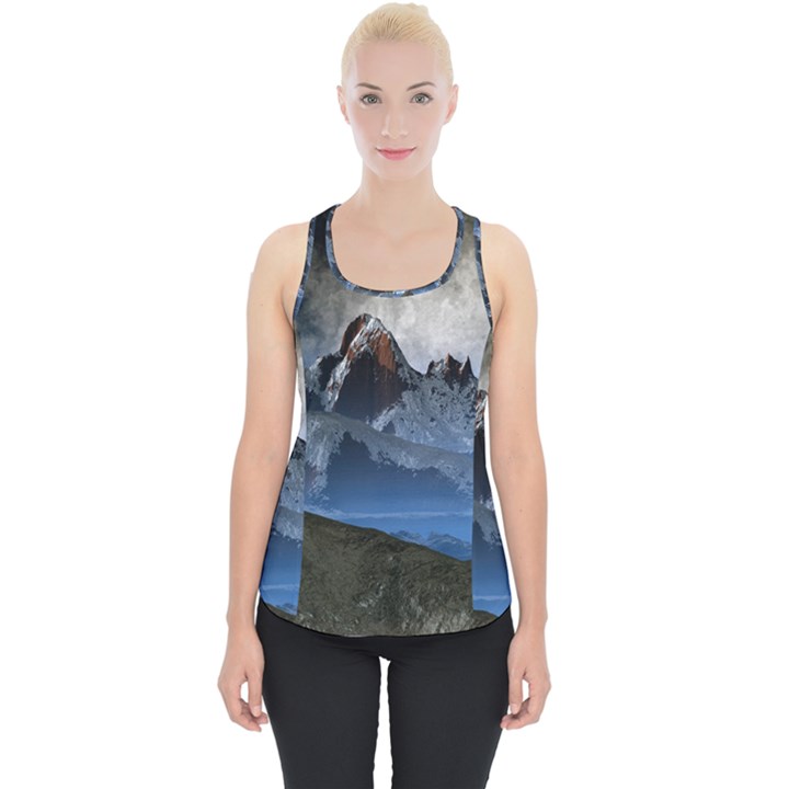 Mountains Moon Earth Space Piece Up Tank Top