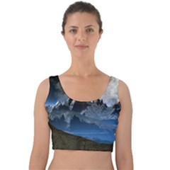 Mountains Moon Earth Space Velvet Crop Top by Pakrebo