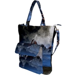 Mountains Moon Earth Space Shoulder Tote Bag by Pakrebo