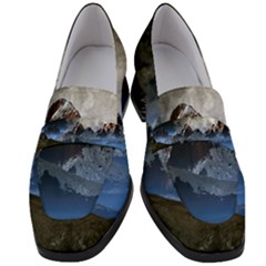 Mountains Moon Earth Space Women s Chunky Heel Loafers