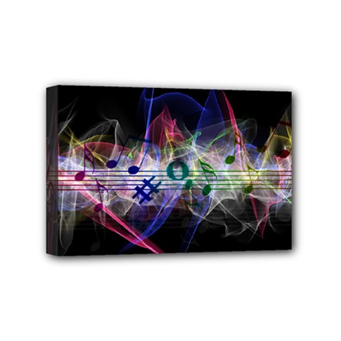 Brush Particles Music Clef Wave Mini Canvas 6  X 4  (stretched) by Pakrebo