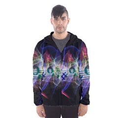 Brush Particles Music Clef Wave Hooded Windbreaker (men) by Pakrebo