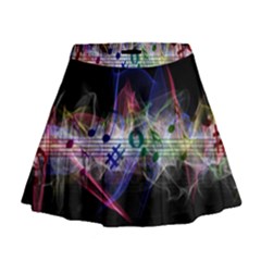 Brush Particles Music Clef Wave Mini Flare Skirt by Pakrebo