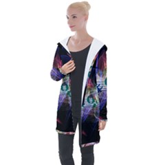 Brush Particles Music Clef Wave Longline Hooded Cardigan by Pakrebo