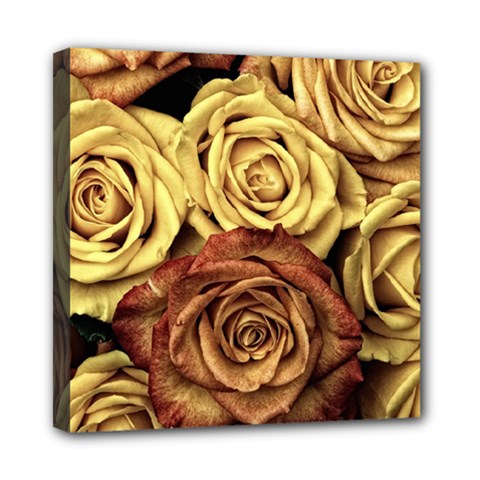 Roses Flowers Love Red Plant Mini Canvas 8  X 8  (stretched) by Pakrebo