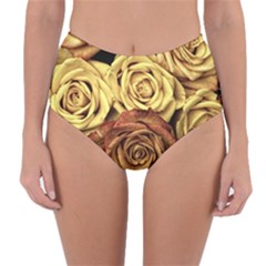 Roses Flowers Love Red Plant Reversible High-waist Bikini Bottoms by Pakrebo