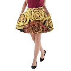 Roses Flowers Love Red Plant A-line Pocket Skirt by Pakrebo