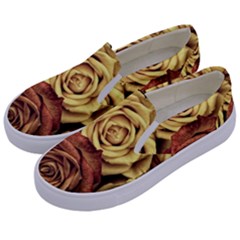 Roses Flowers Love Red Plant Kids  Canvas Slip Ons by Pakrebo