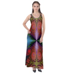 Fractal Fractal Background Design Sleeveless Velour Maxi Dress