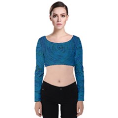 Big Data Information Data Velvet Long Sleeve Crop Top by Pakrebo