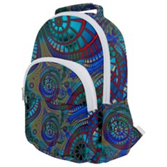 Fractal Abstract Line Wave Design Rounded Multi Pocket Backpack