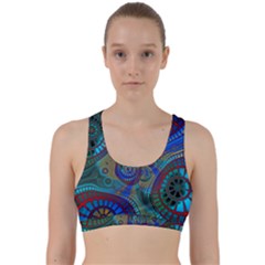 Fractal Abstract Line Wave Design Back Weave Sports Bra by Pakrebo