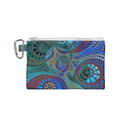 Fractal Abstract Line Wave Design Canvas Cosmetic Bag (small) by Pakrebo