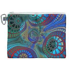 Fractal Abstract Line Wave Design Canvas Cosmetic Bag (xxl) by Pakrebo