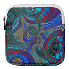 Fractal Abstract Line Wave Design Mini Square Pouch by Pakrebo