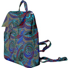 Fractal Abstract Line Wave Design Buckle Everyday Backpack by Pakrebo