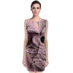 Fractal Tender Rose Cream Classic Sleeveless Midi Dress by Pakrebo