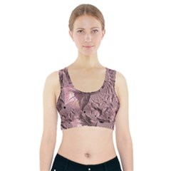 Fractal Tender Rose Cream Sports Bra With Pocket by Pakrebo