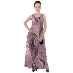 Fractal Tender Rose Cream Empire Waist Velour Maxi Dress