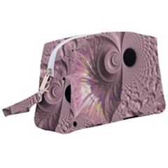 Fractal Tender Rose Cream Wristlet Pouch Bag (large)