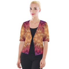 Fractal Abstract Artistic Cropped Button Cardigan by Pakrebo