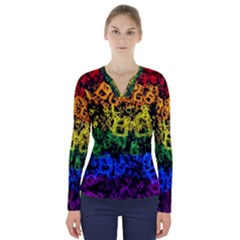 Lgbt Pride Rainbow Gay Lesbian V-neck Long Sleeve Top by Pakrebo