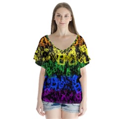 Lgbt Pride Rainbow Gay Lesbian V-neck Flutter Sleeve Top by Pakrebo