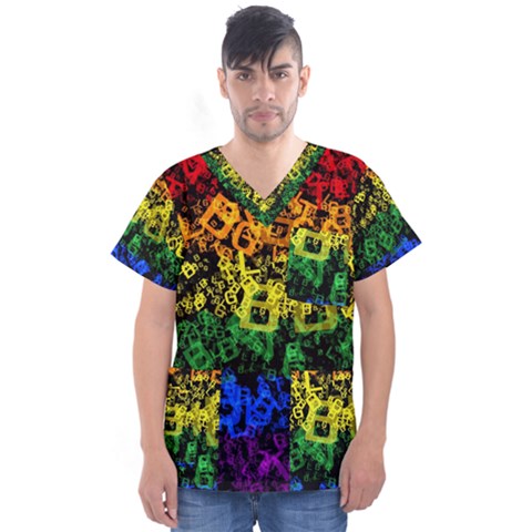 Lgbt Pride Rainbow Gay Lesbian Men s V-neck Scrub Top by Pakrebo