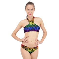 Lgbt Pride Rainbow Gay Lesbian High Neck Bikini Set by Pakrebo