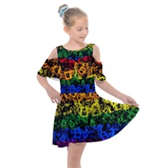 Lgbt Pride Rainbow Gay Lesbian Kids  Shoulder Cutout Chiffon Dress by Pakrebo