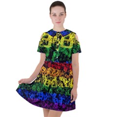 Lgbt Pride Rainbow Gay Lesbian Short Sleeve Shoulder Cut Out Dress  by Pakrebo