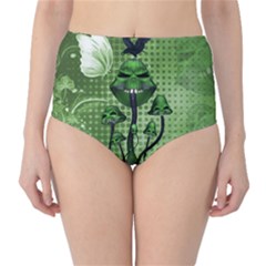 Funny Mushroom Skulls With Crow And Butterflies Classic High-waist Bikini Bottoms by FantasyWorld7