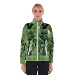 Funny Mushroom Skulls With Crow And Butterflies Winter Jacket by FantasyWorld7