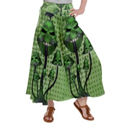 Funny Mushroom Skulls With Crow And Butterflies Satin Palazzo Pants by FantasyWorld7