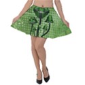 Funny Mushroom Skulls With Crow And Butterflies Velvet Skater Skirt View1