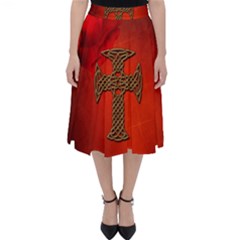 Wonderful Celtic Cross On Vintage Background Classic Midi Skirt by FantasyWorld7