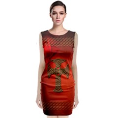 Wonderful Celtic Cross On Vintage Background Classic Sleeveless Midi Dress by FantasyWorld7