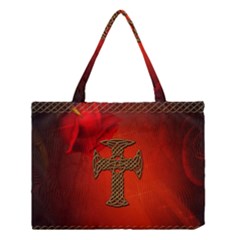 Wonderful Celtic Cross On Vintage Background Medium Tote Bag by FantasyWorld7