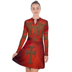 Wonderful Celtic Cross On Vintage Background Long Sleeve Panel Dress by FantasyWorld7