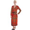 Wonderful Celtic Cross On Vintage Background Velvet Maxi Wrap Dress View1