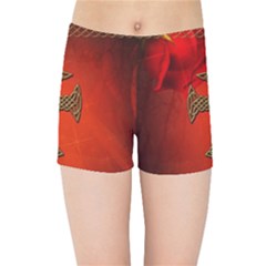 Wonderful Celtic Cross On Vintage Background Kids  Sports Shorts by FantasyWorld7